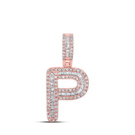 10kt Rose Gold Baguette Diamond P Initial Pendant - Masculine Elegance at its Finest - Splendid Jewellery