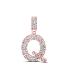 Load image into Gallery viewer, 10kt Rose Gold Baguette Diamond Q Initial Pendant - 1/2 Cttw - Splendid Jewellery