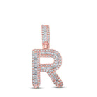 10kt Rose Gold Baguette Diamond R Initial Pendant - 1/2 Cttw - Splendid Jewellery