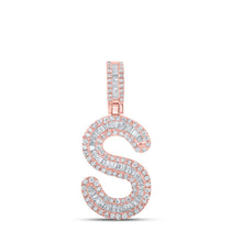 Load image into Gallery viewer, 10kt Rose Gold Baguette Diamond S Initial Pendant for Men - 1/2 Cttw - Splendid Jewellery