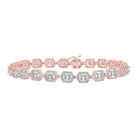 10kt Rose Gold Baguette Diamond Square Link Bracelet for Men - 4 Cttw | Splendid Jewellery - Splendid Jewellery