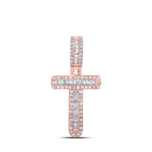 Load image into Gallery viewer, 10kt Rose Gold Baguette Diamond T Initial Pendant for Men - 1/3 Cttw - Splendid Jewellery