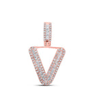 10kt Rose Gold Baguette Diamond V Initial Pendant - 3/8 Cttw | Men's Diamond Charm Pendant | Splendid Jewellery - Splendid Jewellery