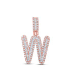 10kt Rose Gold Baguette Diamond W Initial Letter Pendant - Stunning Men's Charm - Splendid Jewellery
