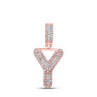 10kt Rose Gold Baguette Diamond Y Initial Pendant - 1/3 Cttw Men's Charm Necklace - Splendid Jewellery