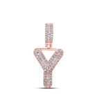 10kt Rose Gold Baguette Diamond Y Initial Pendant - 1/3 Cttw Men's Charm Necklace - Splendid Jewellery