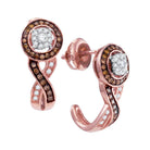 10kt Rose Gold Brown Diamond Cluster J Hoop Earrings: Luxurious Elegance - Splendid Jewellery