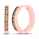 10kt Rose Gold Brown Diamond Hoop Earrings: A Radiant Touch of Elegance - Splendid Jewellery