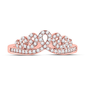 10kt Rose Gold Crown Diamond Fashion Ring - A Regal Delight - Splendid Jewellery