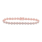 10kt Rose Gold Dazzling Diamond Flower Cluster Link Bracelet - 3 - 7/8 Cttw - Splendid Jewellery