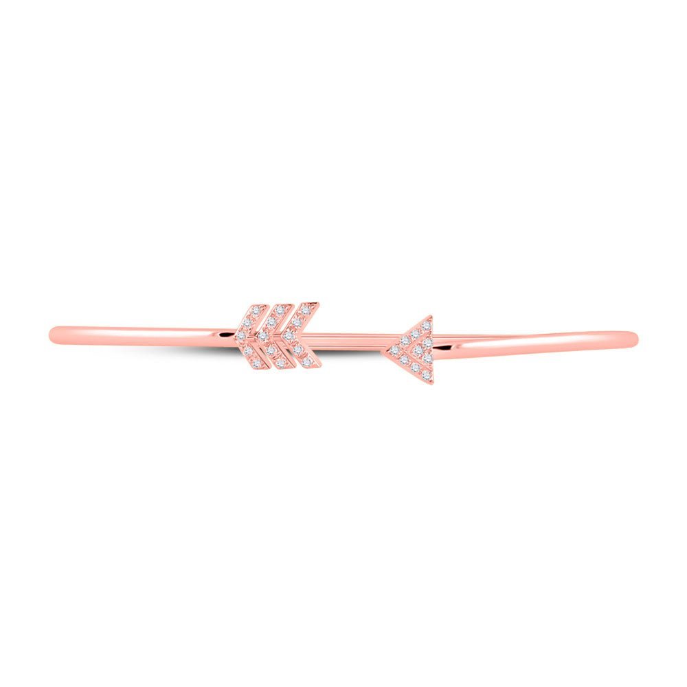 10kt Rose Gold Diamond Arrow Bangle Bracelet - Dazzling Elegance - Splendid Jewellery