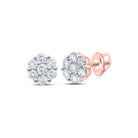 10kt Rose Gold Diamond Blossom Cluster Earrings: A Dazzling Floral Delight - Splendid Jewellery