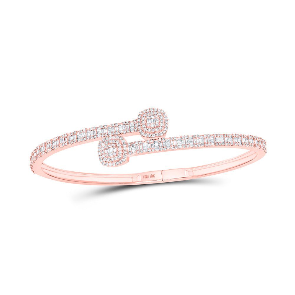 10kt Rose Gold Diamond Cushion Cuff Bangle Bracelet - Exquisite Brilliance - Splendid Jewellery