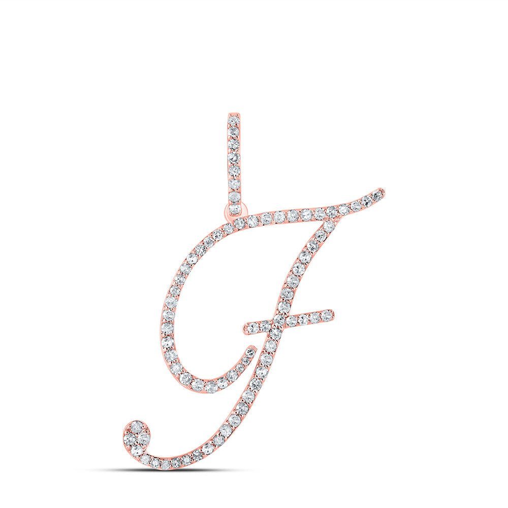 10kt Rose Gold Diamond F Initial Letter Pendant - A Captivating Symbol of Individuality and Elegance - Splendid Jewellery