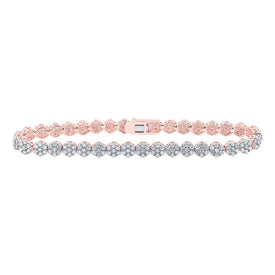 10kt Rose Gold Diamond Flower Cluster Fashion Bracelet - Dazzling 4 - 3/8 Carat Total Weight - Splendid Jewellery