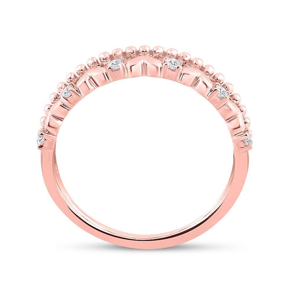 10kt Rose Gold Diamond Heart Band Ring: A Symbol of Elegance and Love - Splendid Jewellery