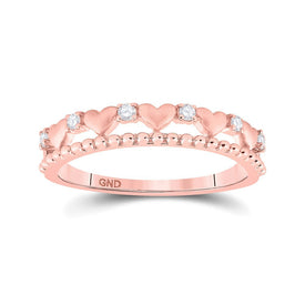 10kt Rose Gold Diamond Heart Band Ring: A Symbol of Elegance and Love - Splendid Jewellery