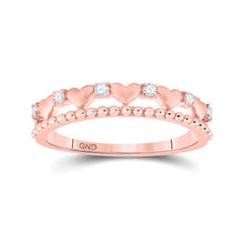 Load image into Gallery viewer, 10kt Rose Gold Diamond Heart Band Ring: A Symbol of Elegance and Love - Alternate view 1 from Splendid Jewellery