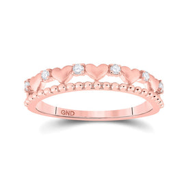 10kt Rose Gold Diamond Heart Band Ring: A Symbol of Elegance and Love - Alternate view 1 from Splendid Jewellery