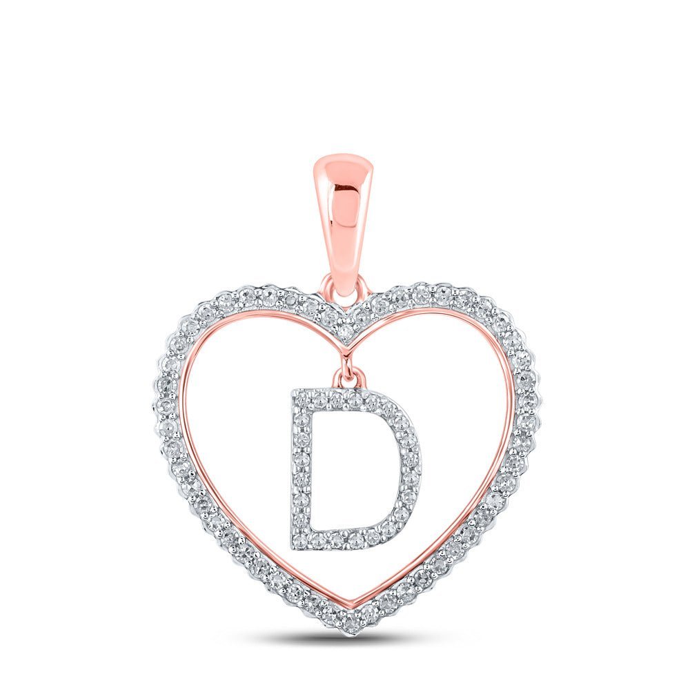 10kt Rose Gold Diamond Heart D Initial Pendant - A Symbol of Love and Elegance - Splendid Jewellery