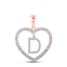 10kt Rose Gold Diamond Heart D Initial Pendant - A Symbol of Love and Elegance - Splendid Jewellery