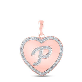 10kt Rose Gold Diamond Heart Initial Pendant - Splendid Jewellery