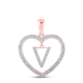10kt Rose Gold Diamond Heart Initial Pendant: A Radiant Symbol of Love and Individuality - Splendid Jewellery