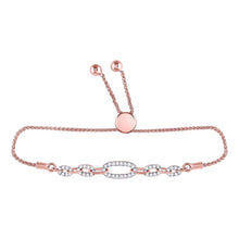 Load image into Gallery viewer, 10kt Rose Gold Diamond Oval Link Bolo Bracelet - Elegant and Timeless Sparkle  Top View from Splendid Jewellery