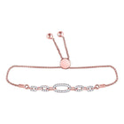 10kt Rose Gold Diamond Oval Link Bolo Bracelet - Elegant and Timeless Sparkle  Top View from Splendid Jewellery