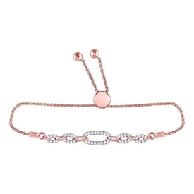10kt Rose Gold Diamond Oval Link Bolo Bracelet - Elegant and Timeless Sparkle  Top View from Splendid Jewellery