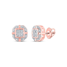 10kt Rose Gold Diamond Square Earrings: Timeless Elegance and Sparkling Brilliance - Splendid Jewellery