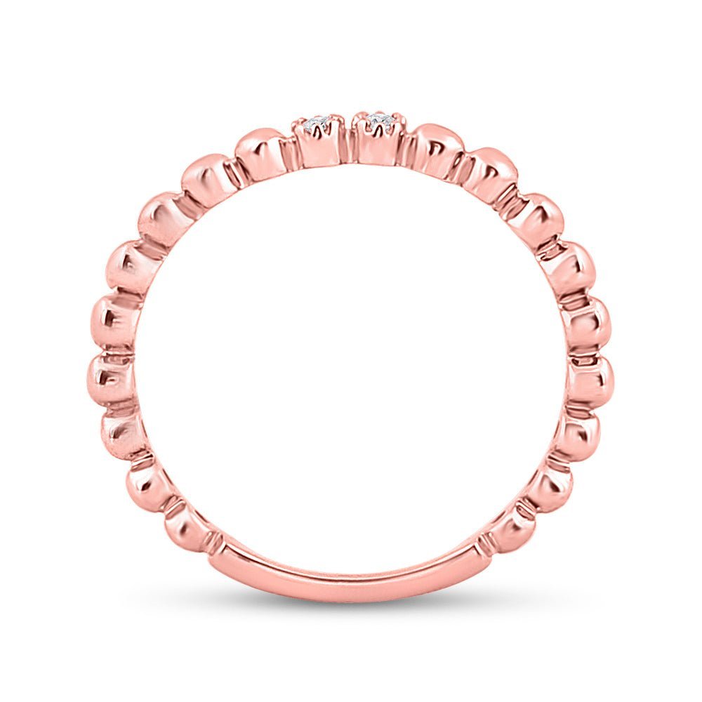 10kt Rose Gold Diamond Stackable Band Ring: A Delicate Sparkle of Elegance - Splendid Jewellery