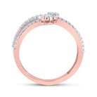 10kt Rose Gold Double Flower Cluster Diamond Band - A Radiant Blossom of Elegance - Splendid Jewellery