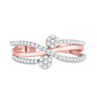 10kt Rose Gold Double Flower Cluster Diamond Band - A Radiant Blossom of Elegance - Splendid Jewellery