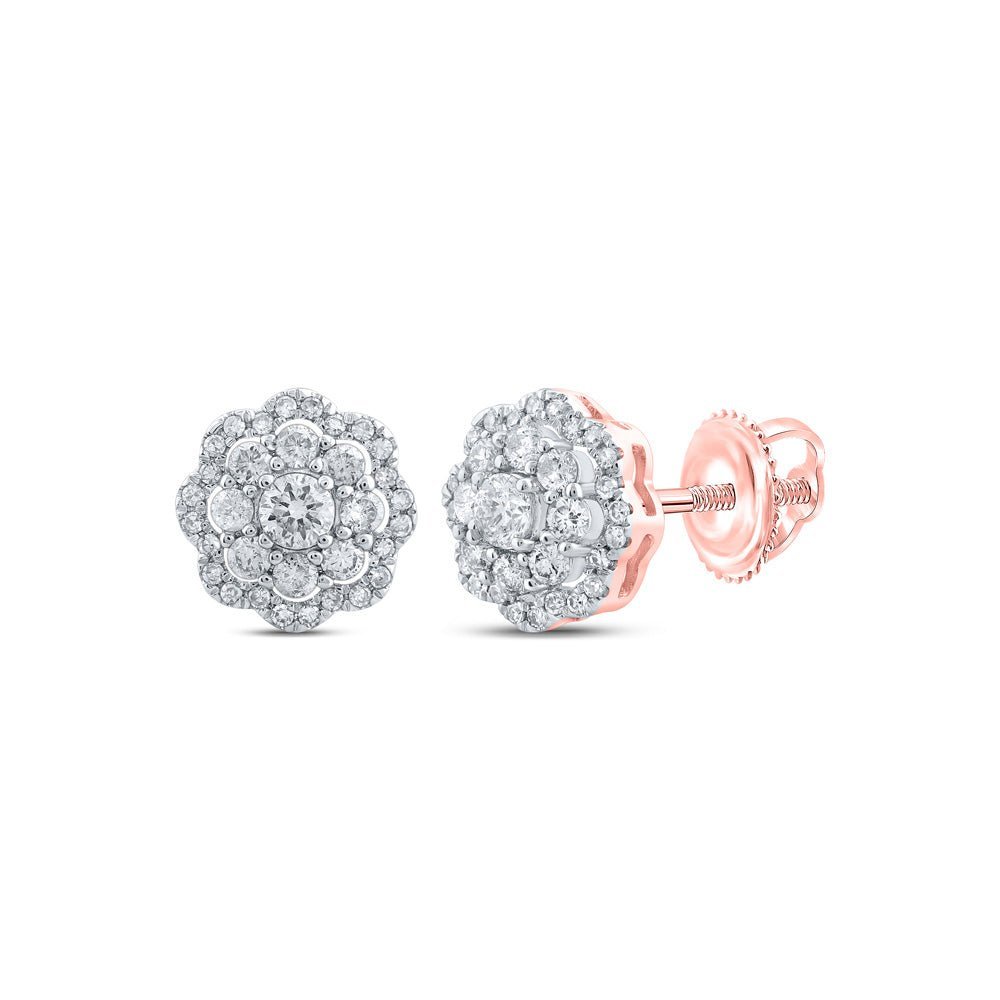 10kt Rose Gold Floral Diamond Cluster Earrings - Exquisite Blooms Collection - Splendid Jewellery