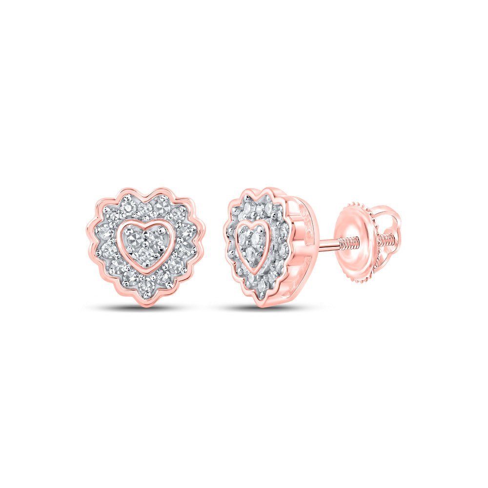 10kt Rose Gold Heart - Shaped Diamond Earrings: A Timeless Symbol of Love and Elegance - Splendid Jewellery