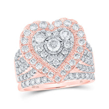 Load image into Gallery viewer, 10kt Rose Gold Heart - Shaped Diamond Wedding Ring Band Set - A Symbol of Eternal Love and Elegance - Splendid Jewellery