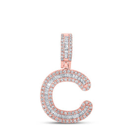 10kt Rose Gold Men's Baguette Diamond C Initial Letter Pendant - 1/2 Cttw - Splendid Jewellery