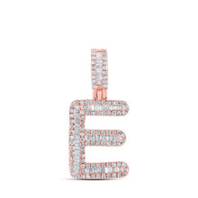 Load image into Gallery viewer, 10kt Rose Gold Men's Baguette Diamond E Initial Pendant - 1/2 Cttw - Splendid Jewellery