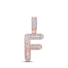 10kt Rose Gold Men's Baguette Diamond F Initial Letter Pendant 3/8 Cttw | Splendid Jewellery - Splendid Jewellery