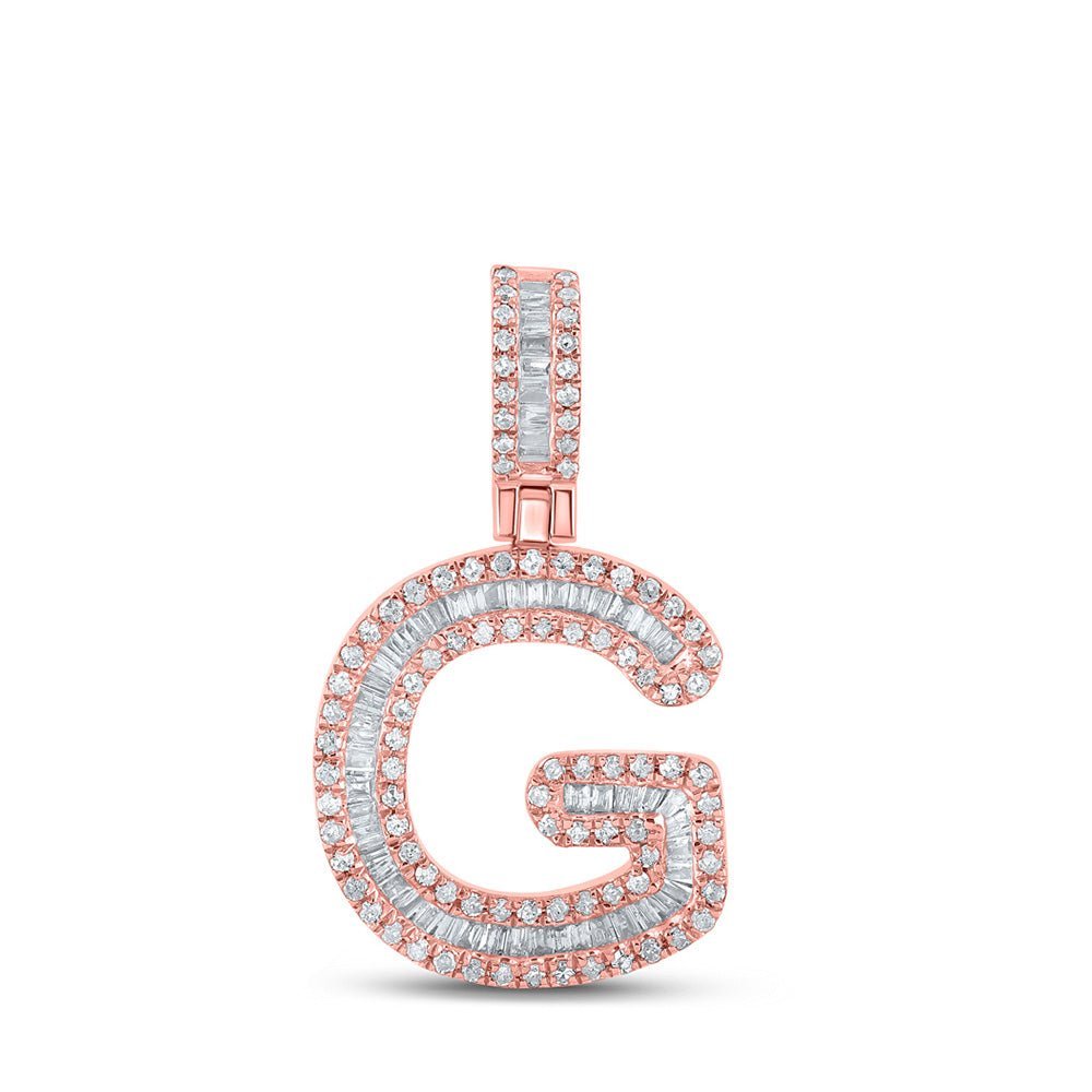 10kt Rose Gold Men's Baguette Diamond G Initial Pendant - 1/2 Cttw - Splendid Jewellery - Splendid Jewellery