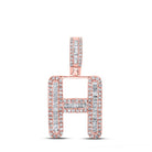 10kt Rose Gold Men's Baguette Diamond H Initial Pendant - 1/2 Cttw - Splendid Jewellery