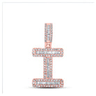 10kt Rose Gold Men's Baguette Diamond I Initial Letter Pendant - 3/8 Cttw - Splendid Jewellery