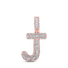 10kt Rose Gold Men's Baguette Diamond J Initial Pendant 3/8 Cttw - A Dazzling Charm for the Modern Gentleman - Splendid Jewellery
