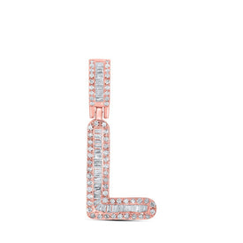 10kt Rose Gold Men's Baguette Diamond L Initial Pendant - 1/3 Cttw | Splendid Jewellery - Splendid Jewellery