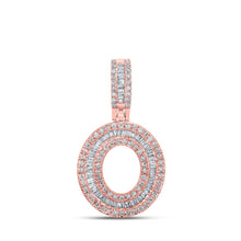 Load image into Gallery viewer, 10kt Rose Gold Men's Baguette Diamond O Initial Pendant - 1/2 Cttw - Splendid Jewellery