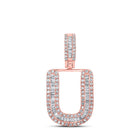 10kt Rose Gold Men's Baguette Diamond U Initial Letter Pendant - 3/8 Cttw - Splendid Jewellery - Splendid Jewellery
