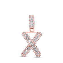 Load image into Gallery viewer, 10kt Rose Gold Men's Baguette Diamond X Initial Letter Pendant - 3/8 Cttw | Splendid Jewellery - Splendid Jewellery