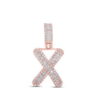 10kt Rose Gold Men's Baguette Diamond X Initial Letter Pendant - 3/8 Cttw | Splendid Jewellery - Splendid Jewellery