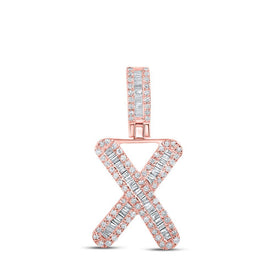 10kt Rose Gold Men's Baguette Diamond X Initial Letter Pendant - 3/8 Cttw | Splendid Jewellery - Splendid Jewellery
